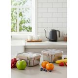 Locknlock Paslanmaz Çelik Fırın Saklama Kabı 2’li Set ( Kilitli Kapaklı ) 700ML+1,0LT