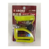 Locks World Class 110 Db Fosforlu sarı Alarmlı Disk Kilidi