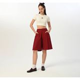 Loco Loco 09-15 Yaş Kız Çocuk Crop Uzun Şort Takım - Vişne
