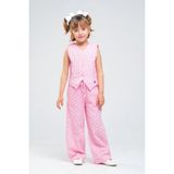 Loco Loco Kız Çocuk 1034 Brode Yelek - Pantolonlu Takım - 7 - 8 Yaş - Pembe