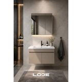 Lode Bath Kale Serisi Banyo Dolabı Seti | Banyo Alt Dolap - Aynalı Üst Dolap | Cerastyle Frame Lavabolu, Lavabo-Aynalı Üst Dolap Dahil - Kum Taşı