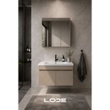 LODE Bath KALE Serisi Banyo Dolabı Seti Kumtaşı | Banyo Alt Dolap - Aynalı Üst Dolap | Cerastyle Frame Lavabolu, Lavabo-Aynalı Üst Dolap Dahil
