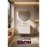 LODE Bath Premium ERON 80 cm Banyo Dolabı – Mat Beyaz Lake | Blum Menteşe | Cerastyle Ibiza Seramik Lavabo | Ayna Dahil LD-ERON-080