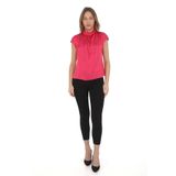 Lodmela Yaka Drape Detaylı Saten Bluz 01-Fuşya