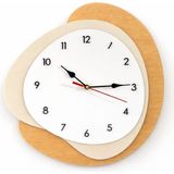 Lodos Modern Asimetrik Tasarım Ahşap Duvar Saati - 35 cm - Sessiz Akar Mekanizma - Kahverengi - 35 x 35 cm