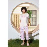 Lodos Store Aydoğan Kadın Kısa Kollu Kapri Bermuda Yazlık Viskon Pijama Takımı - Açık Pembe