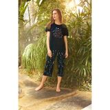 Lodos Store Aydoğan Kadın Kısa Kollu Kapri Bermuda Yazlık Viskon Pijama Takımı - Siyah