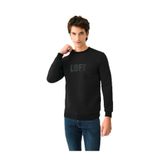 LOFT Erkek Sweatshirt, Bisiklet Yaka, Oversize Kalıp, Baskılı, Siyah, XL