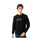 LOFT Erkek Sweatshirt, Bisiklet Yaka, Siyah/Mor, M Beden