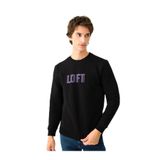 LOFT Erkek Sweatshirt, Bisiklet Yaka, Siyah/Mor, XL