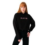 LOFT Kadın Kapüşonlu, Uzun Kollu Sweatshirt, Siyah, M-L