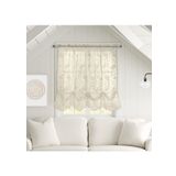LOFT LIVING Louis İşlemeli Çiçekli Dantel Pencere Balon Perde Paneli 140 cm x 160 cm Fildişi