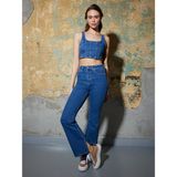 Loft Long Flare Slim Fit Bayan Pantolon - 24 - Mavi