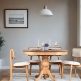 Loft Natural Ahşap Oval Masa Takımı, 80X120