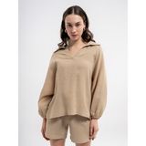 Loft Oversize Kadın Gömlek U.kol - Bej - M - L
