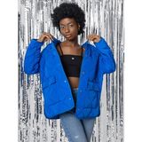 Loft Oversize Kadın Mont Saks Mavi Renk Uzun Kol Midi Düz Desenli Model