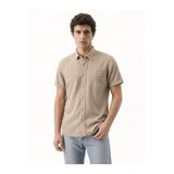 Loft Regular Fit Erkek Gömlek, Kısa Kol,%100 Pamuk, Bej, S Beden