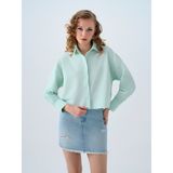 Loft Regular Long Crop Kadın Gömlek U.kol - Mint Yeşili - S