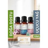 LOFTY 3x Esansiyel Uçucu Yağ Seti, Pudra,Japon Kirazı,Okyanus Aromaterapi Difüzör, 3x10ml, Doğal Saf Yağlar
