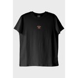 Lofux Çevirmeli Telefon Desenli Nakış Siyah T-Shirt