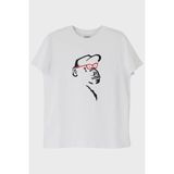 Lofux Gözlüklü Primat Minimal Tasarım Baskılı Beyaz Tişört (Xxl) - 2XL