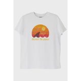 lofux Respect The Locals Köpekbalığı Baskılı Vintage Beyaz Tişört - 2XL
