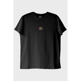 Lofux Rubik Küp Desenli Nakış Siyah T-Shirt