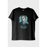 Lofux Science is a Differential Equation Alan Turing Baskılı Tişört - Siyah - XL