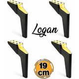 Logan 19 cm Siyah Altın 4 Adet Set Mobilya Tv Ünitesi Konsol Koltuk Kanepe Destek Ayağı Ayakları M8 - Plastik - 111122333