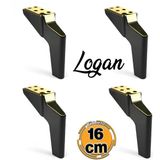 Logan 4 Adet Set 16 cm Siyah Altın Mobilya Tv Ünitesi Koltuk Kanepe Destek Ayağı Ayakları M8 Civata - 11122243446566 - 665444566