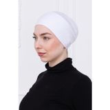 Loggia Geçmeli Beyaz Bone Önü Dikişsiz Kaymaz Lastikli Kadın Tesettür Pratik Geçme İç Bone