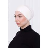 Loggia Geçmeli Bone Önü Dikişsiz Kaymaz Lastikli Kadın Tesettür Pratik Geçme İç Bone-Ekru - Kırık Beyaz