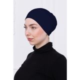 Loggia Geçmeli Lacivert Bone Önü Dikişsiz Kaymaz Lastikli Kadın Tesettür Pratik Geçme İç Bone