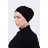 Loggia Geçmeli Siyah Bone Önü Dikişsiz Kaymaz Lastikli Kadın Tesettür Pratik Geçme İç Bone