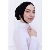 Loggia Geniş Hacimli Çene Ve Enseden Geçmeli Pratik Kaymayan Siyah Çeneli Bone Kaymaz Rahat Tesettür Hijab