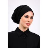 Loggia İç Başörtüsü %100 Pamuklu Siyah Tülbent - Kenarları Oyalı 90x90 Cm Kadın Tesettür Yazma Başörtü Siyah