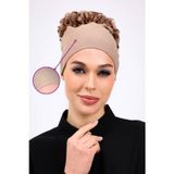 Loggia Kaymayan Fırfırlı Silikonlu Dikişsiz Bone - Kaymaz Kadın Tesettür Bağlamalı İç Bone-Vizon