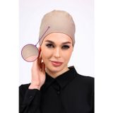 Loggia Kaymayan Silikonlu Dikişsiz Bone - Kaymaz Kadın Tesettür Bağlamalı İç Bone-Vizon