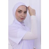 Loggia Likralı Penye Kolluk Ekru - Pratik Kadın Tesettür Düz Namaz Kolluğu 1 Çift 40cm Viskon Hijab