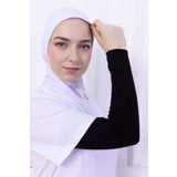 Loggia Likralı Penye Kolluk Siyah - Pratik Kadın Tesettür Düz Namaz Kolluğu 1 Çift 40cm Viskon Hijab