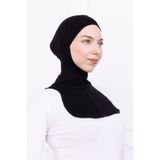 Loggia Siyah Ninja Bone Boyunluklu Likralı Sporcu Bonesi Kadın Pratik Tesettür Hijab Başörtü Siyah