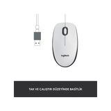Logitech B100 Optik USB Beyaz Mouse