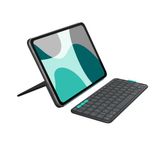 Logitech Flip Folio, İpad Pro 11 İnç (M4 Ve M5) Ve İpad Air 11 İnç (M2 Ve M3) (5. Nesil - 2024) İçin Klavye Kılıfı - Saklanabilir Bluetooth Klavyeli Koruyucu Kılıf, Çoklu Cihaz, Deu Qwertz - Grafit