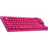 Logitech G PRO X TKL LIGHTSPEED Kablosuz Oyun Klavyesi, Ultra Portatif Sayısal Tuş Takımsız Tasarım, LIGHTSYNC RGB, PBT tuş başlıkları, Tıklamalı Anahtarlar (GX Blue), İngilizce Q Klavye, Pembe