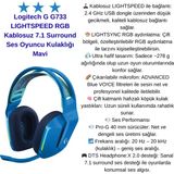 Logitech Lıghtspeed Rgb Kablosuz 7.1 Surround Ses Oyuncu Kulaklık + Oyuncu Mouse -Mavi Hediye
