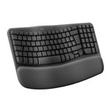 Logitech Wave Keys, ergonomik kablosuz klavye, dolgulu bilek desteği, konforlu ve doğal yazma, Easy-Switch, Bluetooth, Logi Bolt, Multisystem, Windows/Mac - grafit