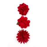 LOGO AKSESUAR Pens Toka 3'lü Set - Kırmızı Çiçekler