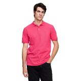 Logo Piqué Polo Yaka Erkek T-Shirt Fuşya