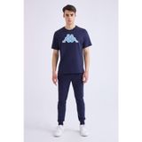 Logo Zobi Erkek Mavi-açık Mavi-beyaz Regular Fit Tişört