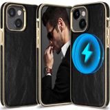 LOHASIC İPhone 14 için PU Deri Kılıf, Mag-Safe ile Uyumlu Güçlü Mıknatıs, Mag Araba Montajı için Uygun, Erkekler Kadınlar için Lüks Zarif Vintage Telefon Kılıfı, 6,1 İnç, 5G, 2022 - Siyah Altın